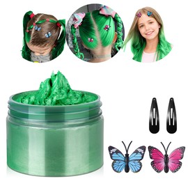 Temporary Hair Color Wax Kit, Stocking Stuffers for Teen Girls age 4 5 6 7 8 9 10+ Hair Dye Color Wax Washable Crazy Hair Garden Style with Butterfly(Green)