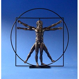 Parastone - DaVinci Vitruvian Man Sculpture - Bronze - Resin, Metal - Small ( 8.5"H x 8.5"W x 1.75"D)
