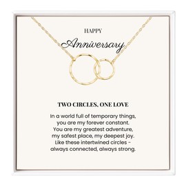 IPINK-Anniversary Necklace for Wife Husband – Two Interlocking Circles Pendant Jewelry Gift for Couples, Him Her, Wedding Anniversary Present with Gift Box