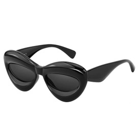 SHEEN KELLY Vintage Oval Sunglasses for Women Men Ninja Turtle Lips Glasses Elliptical Tide Current Party Eyewear, 1