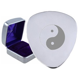 Yin Yang Good Evil Steel Guitar Plectrum Pick Engraved in Box