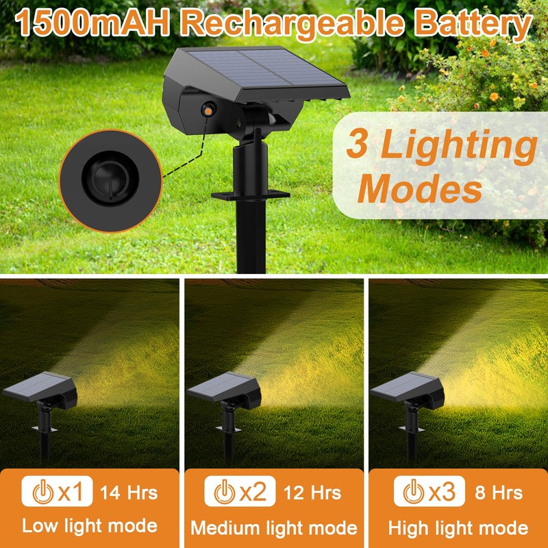 WELALO Solar Spot Lights Outdoor, [6 Pack/65 LED/3 Modes] Solar