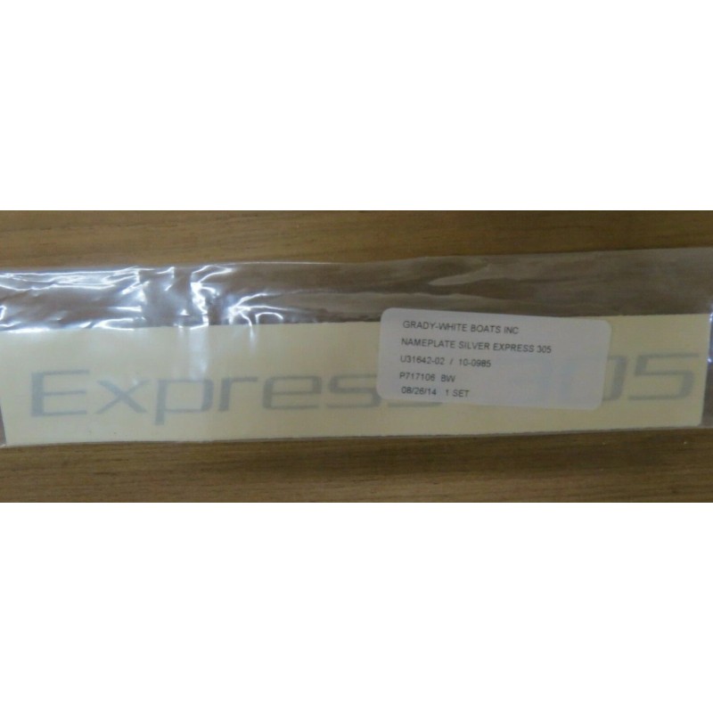 GRADY WHITE 305 EXPRESS SILVER NAMEPLATE DECAL SET 7-1/2" x