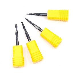 OSCARBIDE 4 Pieces/Set CNC Spiral Router Bits 1/8" Shank Tapered Ball Nose Carbide End Mills 0.25 R0.5 R0.75 R1.0 CNC Router Bit 2 Flutes Tin Coated for Engraving Milling 3D Relief Carving