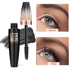 4D Wimperntusche Schwarz – Wasserfeste Mascara für Volumen & Länge, Langanhaltend,Wimperntusche für Dichte Wimpern, Natürlich Augen Make-up Not Blooming 1 x 10ml