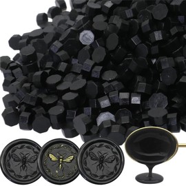 300 Pcs Wax Seal Beads, Sealing Wax Beads, Refilling Octagon Wax Sealing Beads for Wax Stamp Sealing, Perfect for Wedding Invitations, Christmas Cards, Envelopes, Letter Sealing (Black)