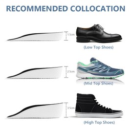 Aomig Height Increase Insoles, 2 Pieces, Breathable Heel Spur Insoles, Invisible Increase Shoe Insoles, Height Increase Insole for Men, Women, Shoe Lift Inserts, Comfort Shock Absorption (1.5 ~ 3.5