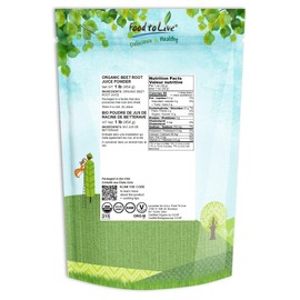 Food to Live Organic Beet Root Juice Powder, 1.5 Pounds Non-GMO, Raw, Keto, Vegan, Bulk Contains Maltodextrin. Nitric Oxide Booster. Rich in Antioxidants, Fiber. Perfect for Smoothies, Soup, Hummus