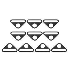 QUARKZMAN Triangle Buckle Adjuster, Pack of 10 2 Inch Triangle D-Rings Adjusters with Swivel Clip for Webbing, Matte Black, Matte black