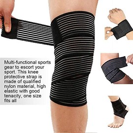 Knee wraps, Rodilleras, vendaje elástico de la rodilla protección vendaje de la manga correa de soporte de rodilla gimnasio, levantar pesas, Fitness y