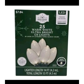 Holiday Time New Holiday Time C9 Ultra Bright Warm White 25 Bulb String Lights Indoor/Outdoor