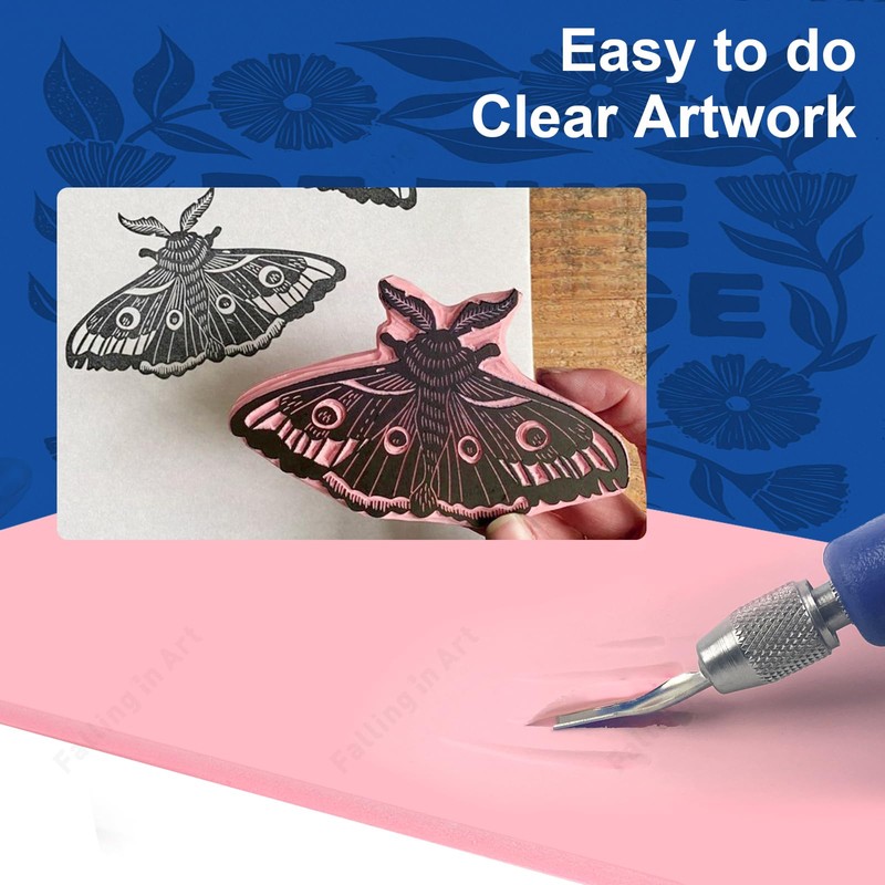 Falling in Art 4 x 6" Pink Rubber Carving Blocks,