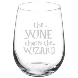 MIP Wine Glass Goblet Gift The Wine Chooses The Wizard (17 oz Stemless)