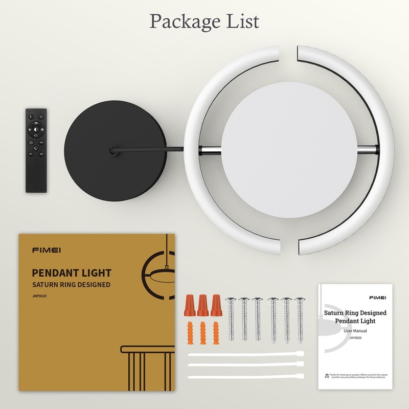 FIMEI LED Saturn Pendant Lights, 3000-6000K Dimmable Adjustable Hanging Chandelier