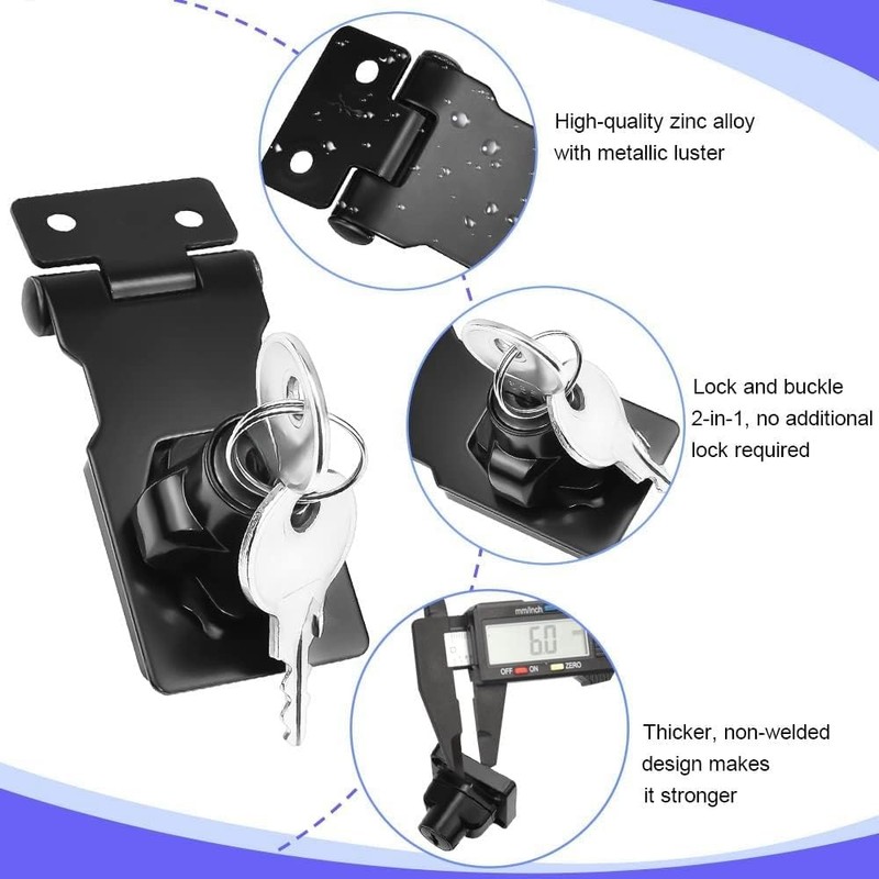 PERFETSELL 2 Pack 2.5 Inch Lock Hasp Metal Door Bolt