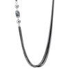 COOLSTEELANDBEYOND Bead Statement Necklace, Silver Black Multi-Strand Layered Long Chains,