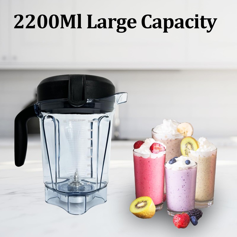 Blender Pitcher 64oz Low-Profile, Compatible with 750 5300 5200 5000