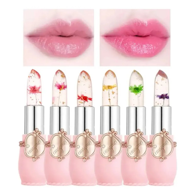 Gset De 6 Labiales Transparentes Con Flores Secas S