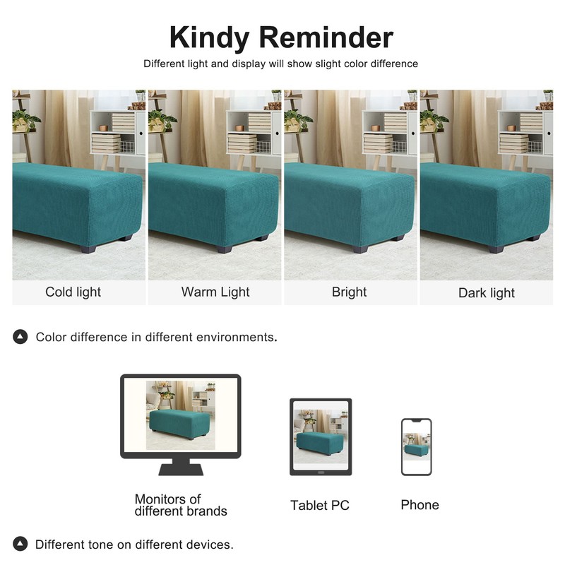 PiccoCasa High Stretch Ottoman Cover with Elastic Bottom, Soft Slipcover