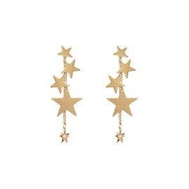 Star Long Tassel Dangle Earrings for Women Shooting Star Earrings Meteor Lucky Star Pearl Drop Earrings Jewelry (Gold)
