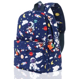 Jarler Kids Backpack Boys Backpack Toddler Backpack Children's School Bag Preschool for Boys Rucksack Preschool Daypack Kindergarten Canvas Backpack (L, Blue Astronaut)