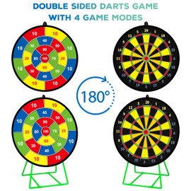 29 Inches Kids Dart Board Set,Double Sided Dart Board with Bracket,12 Sticky Balls,6 Darts,Indoor & Outdoor Party Games Toys Gifts for 3 4 5 6 7 8 9 10 11 12+ Year Old Boys Girls and Adult