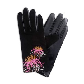 YISEVEN Women's touchscreen Fashion Lambskin Leather Gloves Vintage Embroidery Flower Genuine Elegant Warm hand Fur Heated Lining Ladies Winter Luxury Dress Driving New Year Gift Black 7.0"/Medium