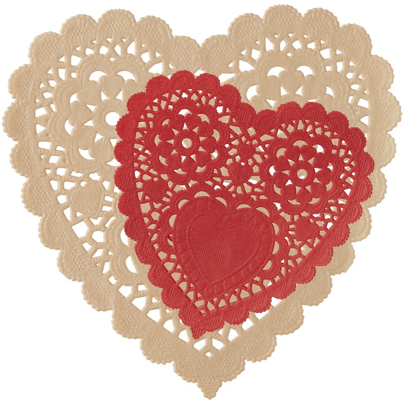 Wilton 12 Count Red Craft Hearts Assorted Doily, 6"/4", Multicolor