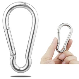 4 Pcs Carabiner Clip, 304 Stainless Steel Heavy Duty M8 Carabiner Snap Hook, Caribeana Clips For Hammock Swing Set Outdoor Travel Camping Fishing Hiking