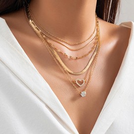 Stocking Stuffers Gifts for Women Layered Gold Necklaces for Women Gold Necklace Stack T bar Necklace Chunky Gold Charm Necklace Snake Chain Necklace Paperclip Chain Necklace Trendy Gold Jewelry