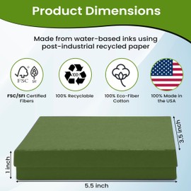 Novel Box 10 Pack Green Jewelry Gift Box 5.5x3.5x1in with Cotton Filled | Cardboard Jewelry Box | Gift Boxes with Lids Made in USA | Boxes for Bracelet Necklace Ring Earrings