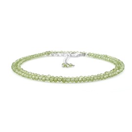 Gempires Natural Peridot Beads Necklace, Choker Necklace for Women, August Birthstone Jewellery, Gift for Her, 16 + 2 Inch Adjustable Silver Plated Chain