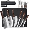 MDHAND Handmade HAND FORGED DAMASCUS STEEL CHEF KNIFE Set Kitchen