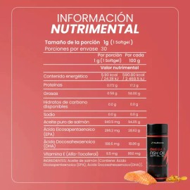 Aceite De Salmon Omega 3 1000mg Con Epa Y Dha 180 Cápsulas Sabor Sin Sabor Nuboost                                                                    