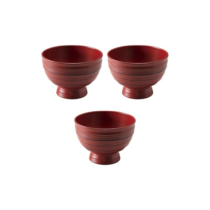 3個セット [A]4.5寸ABS千筋ロクロ目丼 根来 [ 13.9×10㎝(720㏄) ] | 汁椀 ABS樹脂 セトモノホンポ(Setomonohonpo)