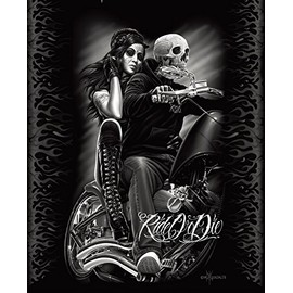 DGA Ride or Die Motorcycle Biker Babe Queen Size Luxury Royal Plush Blanket