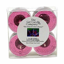 4 Pack of LOVESPELL Inspired Scented Mineral Oil Based Up to 8 Hour Scented Tea Lights by The Gel Candle