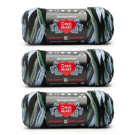 Red Heart All in ONE Granny Square Silver Sea Yarn - 3 Pack of 8.8oz/250g - 100% Acrylic - #4 Worsted (Medium) - 440 Yards - Knitting/Crochet