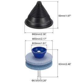 uxcell Lawn Mower Blade Sharpener, 3Pcs Double Layer Corundum Mower Blade Grinder Stone with Blade Balancer for Power Drill Hand Drill