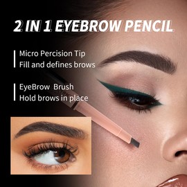 USHAS 2 Pcs Eyebrow Pencil - Eyebrow Pencil with Brush 2-in-1 Dual-Ended EyeBrow Pencils for Women, Eyebrow Makeup Shaper and Filler, Last All-Day and Waterproof (03, Pack of 2)