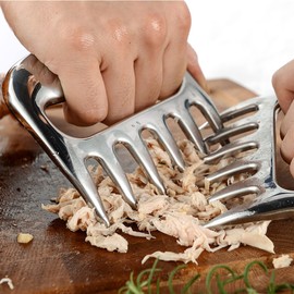 Bear Claws Meat Shredder, Stainless Steel Bear Claws Pulled Pork Meat Shredder Shredding Forks BBQ Claws, Not Easy to Corrode,High Temperature Resistance (Stainless Steel)