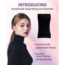 Liebster Shapewear Bodysuit Extender for Women - Adjustable Crotch & Length with Plastic Snaps, Black , 4" Length, 4 Inch