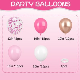 Pink Balloons, Pink and White Balloons, Pink Confetti Balloons Rose Gold Latex Balloons for Girls Birthday Baby Shower, Wedding Anniversary Party Decorations