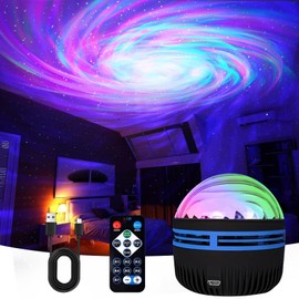 ALLWIN LED Starry Sky Projector - Night Light with Remote Control, 7 Colours & RGB Dimming - Soothing Atmosphere for Bedroom, Children's Room & Parties