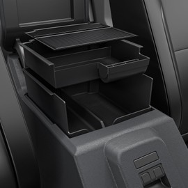 Mabett Double-Layer Console Organizer for Bronco 2025 4-door, Armrest Storage Box with Non-Slip Mat for Bronco Accessories (Not for Bronco Sport)