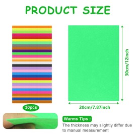 30pcs Felt Fabric Sheets 30x20cm Felt for Crafts Textile Fabrics DIY Craftwork Felt Squares Colour Felt Sheets Craft Felt Fabric for Sewing, Wedding, Table Decoration, Art and Craft