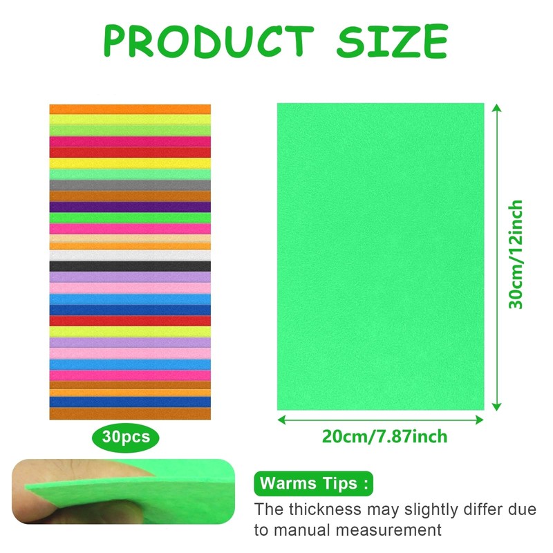 30pcs Felt Fabric Sheets 30x20cm Felt for Crafts Textile Fabrics