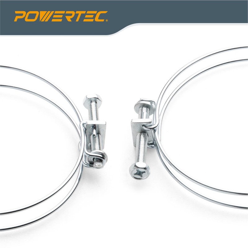 POWERTEC 70101 4 Inch Double Wire Hose Clamp with bolt,