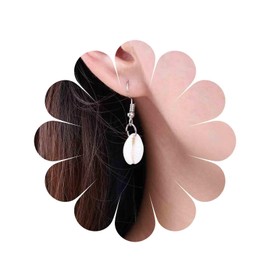 Allereya Vintage Cowrie Drop Earrings Puka Shell Dangle Earrings Shell Hook Earrings Silver Cowrie Stud Earrings Jewelry for Women and Girls