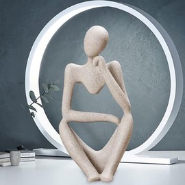 Heatunk Sandstone Resin Thinker Style Abstract Sculpture Statue - Collectible Figurine for Home, Office, Bookshelf, Desktop Decor-Small Sandstone (Right)
